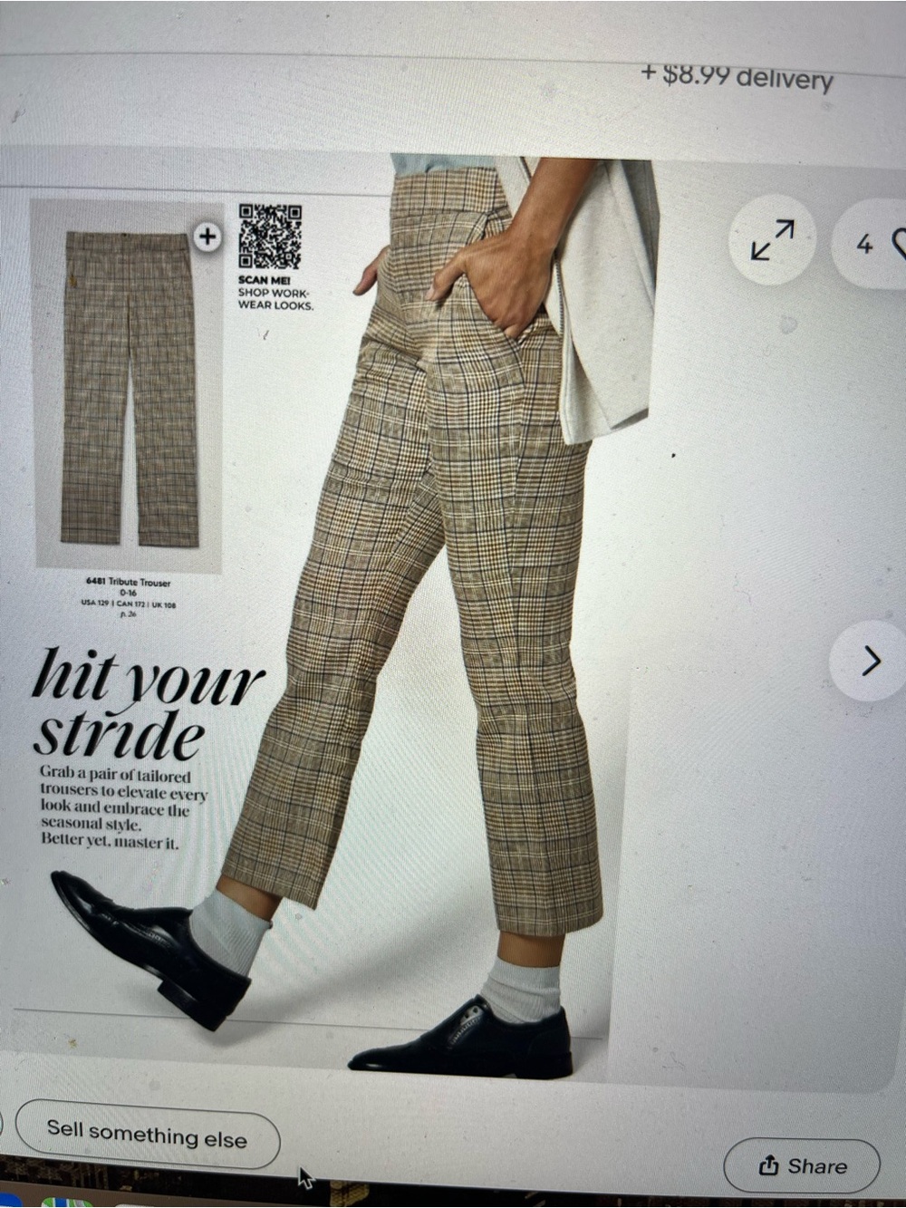 CAbi plaid ankle pants. Size 14